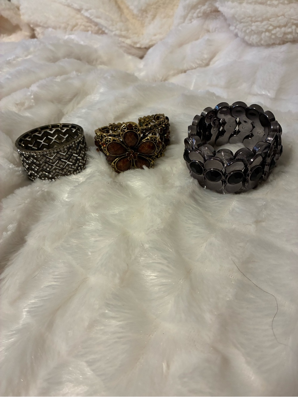 Mixed Metal Women's Statement Bracelet Set in Silver and Gold Tones